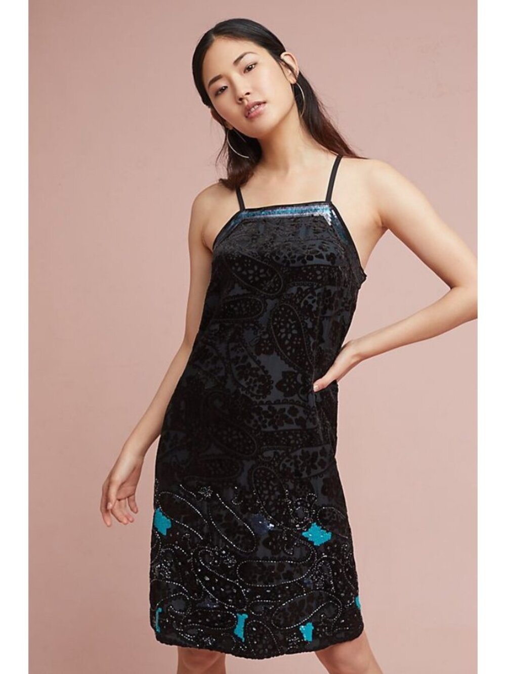 Anthropologie Moulinette Soeurs Velvet Shift Slip Dress Size 8